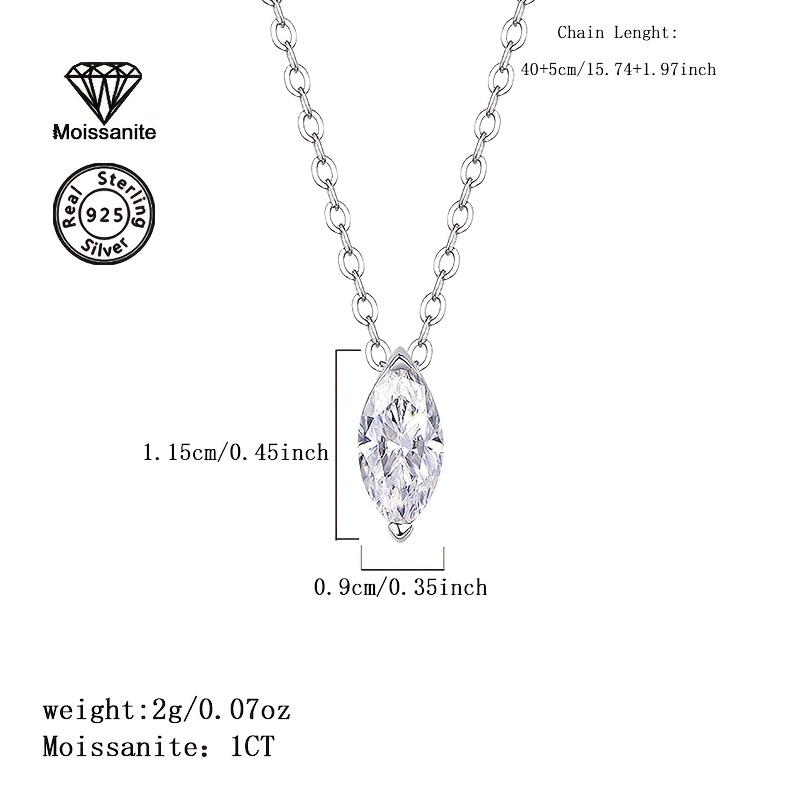 925 Silver Moissanite Water Drop Pendant Necklace for Women